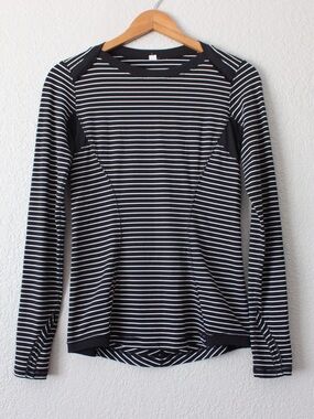Lululemon Base Runner Long Sleeve Stripe Black